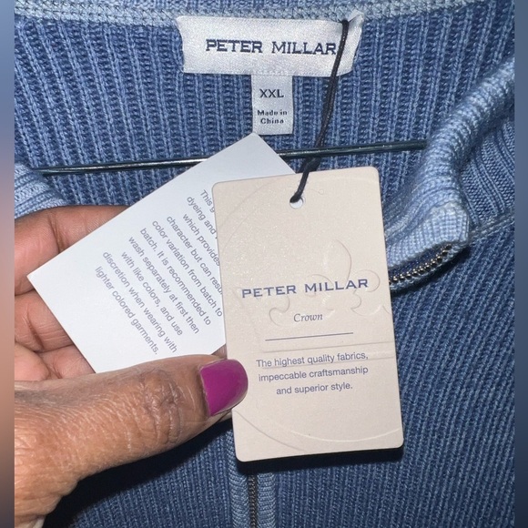 NWT Peter Millar Blue 100% Merino Wool Thick Pullover Sweater size XXL - Picture 8 of 10